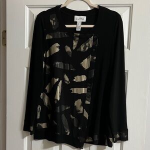 Joseph Ribkoff Black Abstract Print Long Sleeve Top with Buttons Size 8